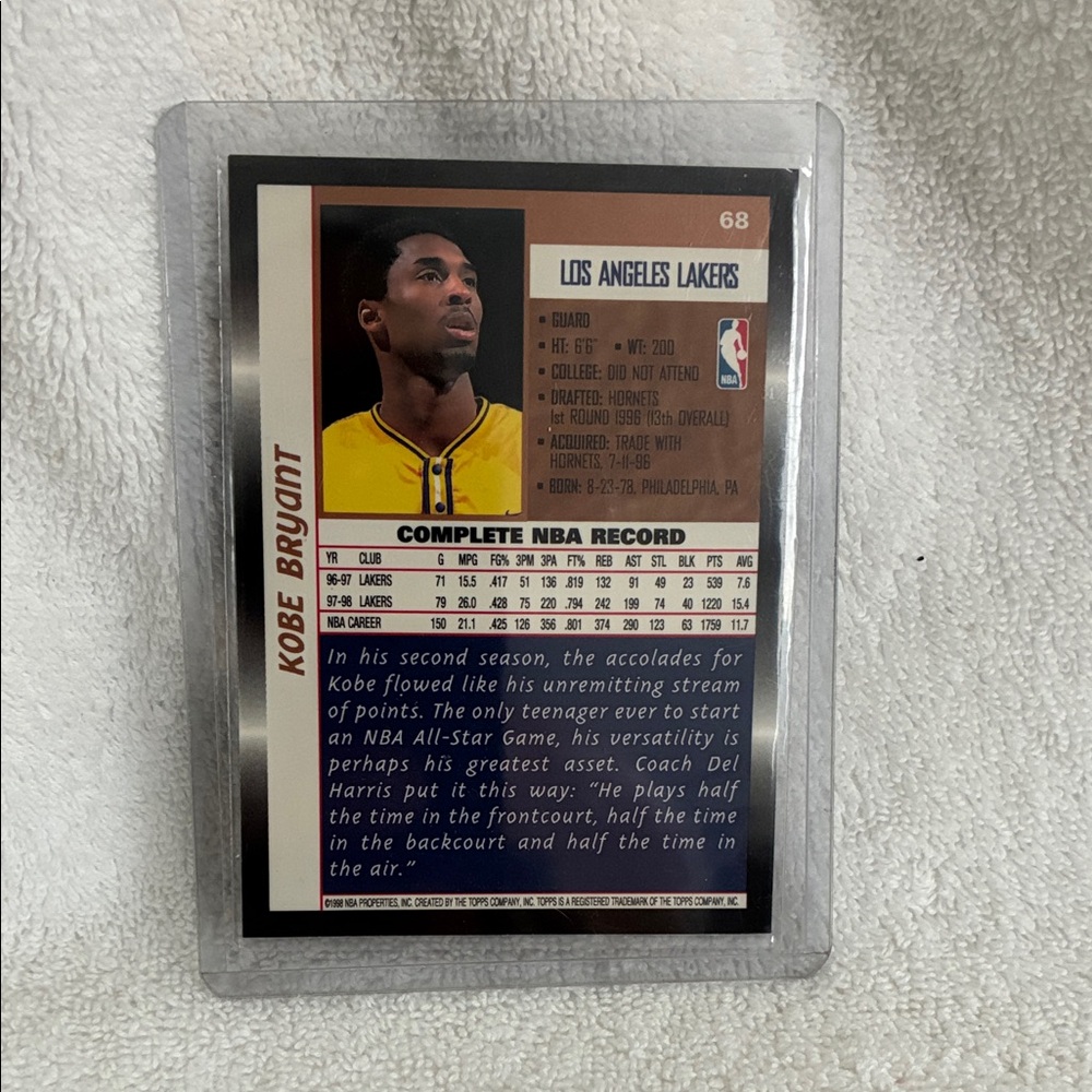 Topps Kobe Bryant Basketball Card - Orange and Blue